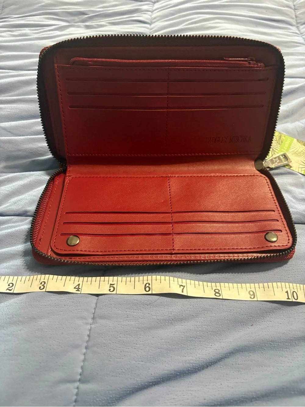 Badgley Mischka Red Textured Leather Wallet Clutch